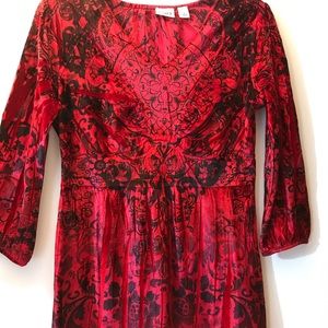 Cato-Soft Velvet 3/4 Sleeve Smock Style Top-Small